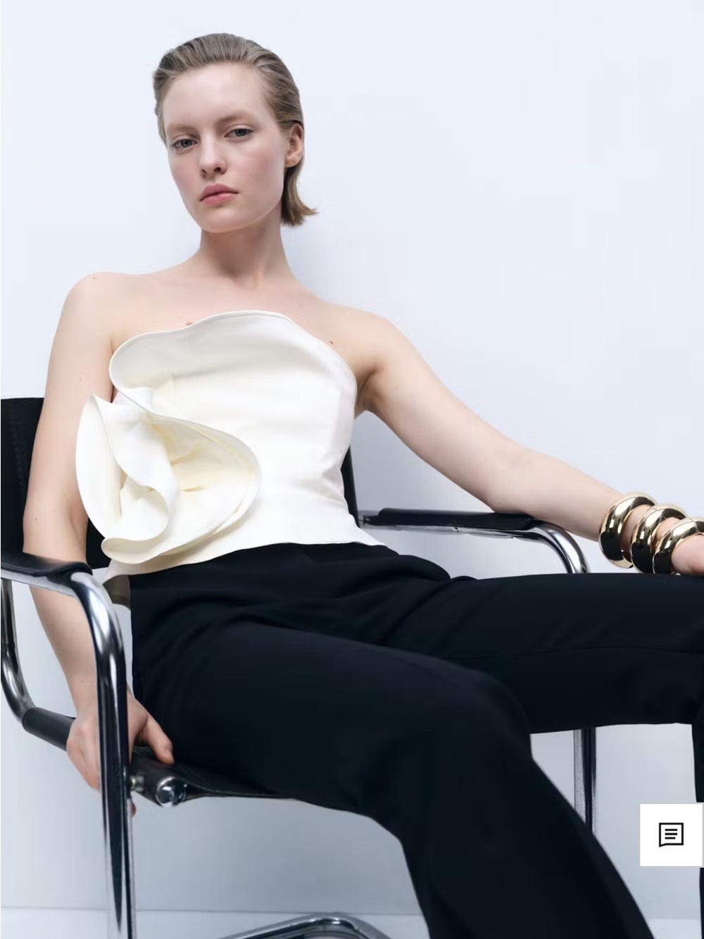 Mango Ivory Ruffle Strapless Crop Top - Picture 2 of 9